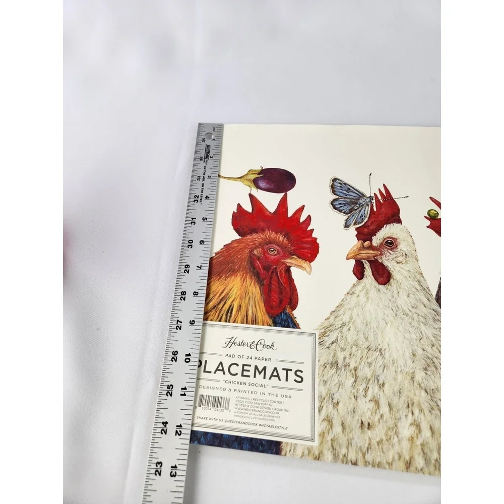 Hester Cook Chicken Social 24 Paper Placemats Farm House Hens‎ Art Food 18